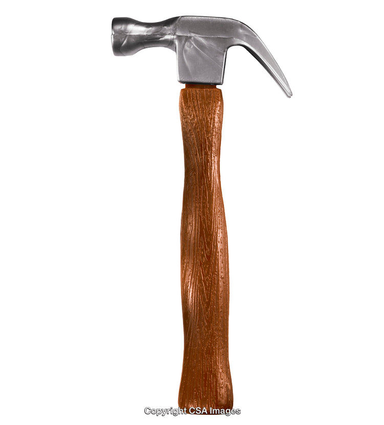 Plastic Toy Hammer with Wooden Design and Realistic Details