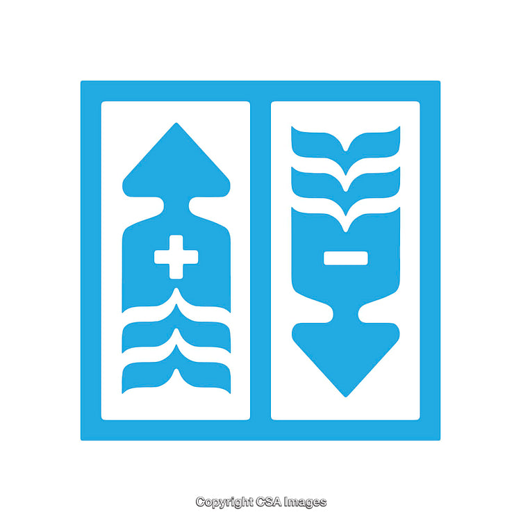 Blue Symbolic Icons Representing Directions and Flow in Positive and Negative Contexts