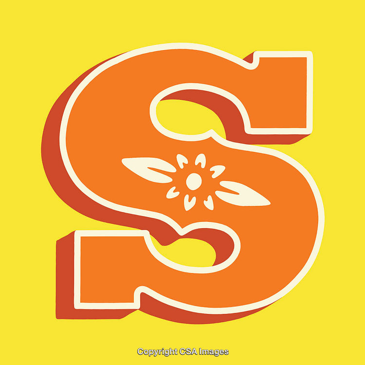 Bold Decorative Letter 'S' on a Vibrant Yellow Background