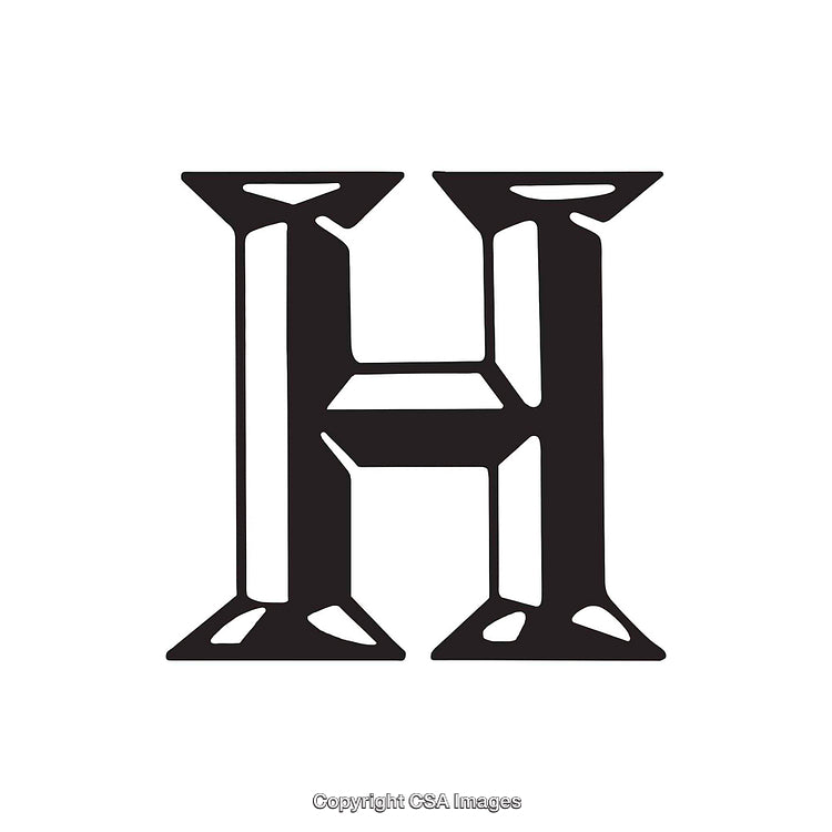 Stylized Uppercase Letter H Vector Icon Isolated on White Background