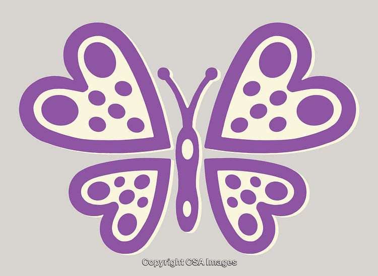Purple Butterfly Illustration with Polka Dot Patterns and Symmetrical Shape