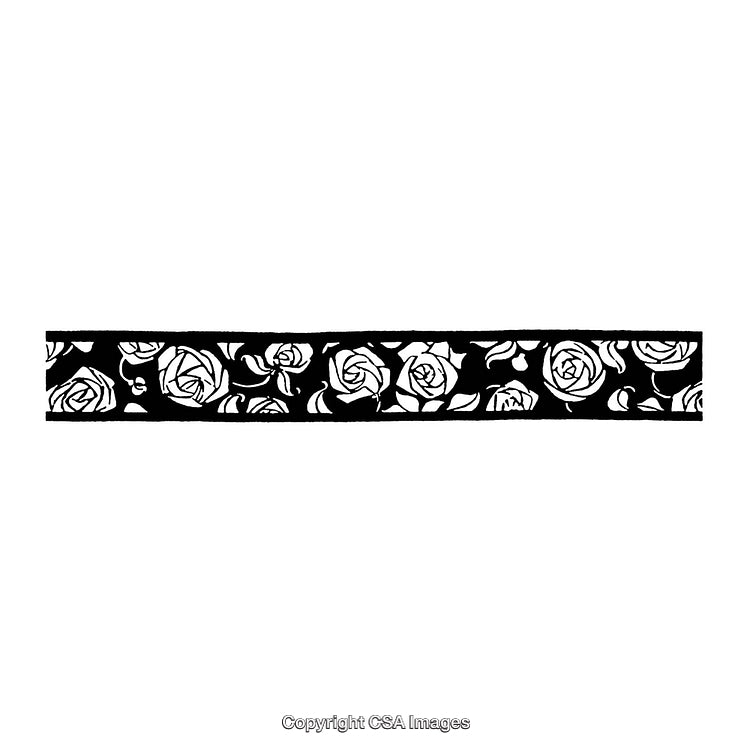 Elegant Black and White Border with Floral Rose Pattern