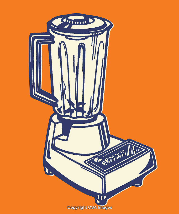 Vintage-Inspired Blender Line Art Illustration on Vibrant Orange Background