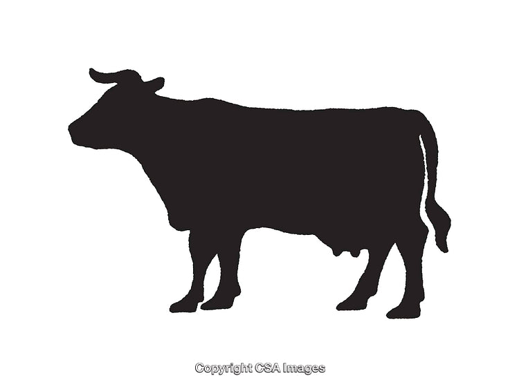 Silhouette Illustration of a Cow Standing in Profile View