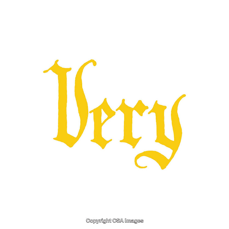 Yellow Gothic Font Word Art on Crisp White Background
