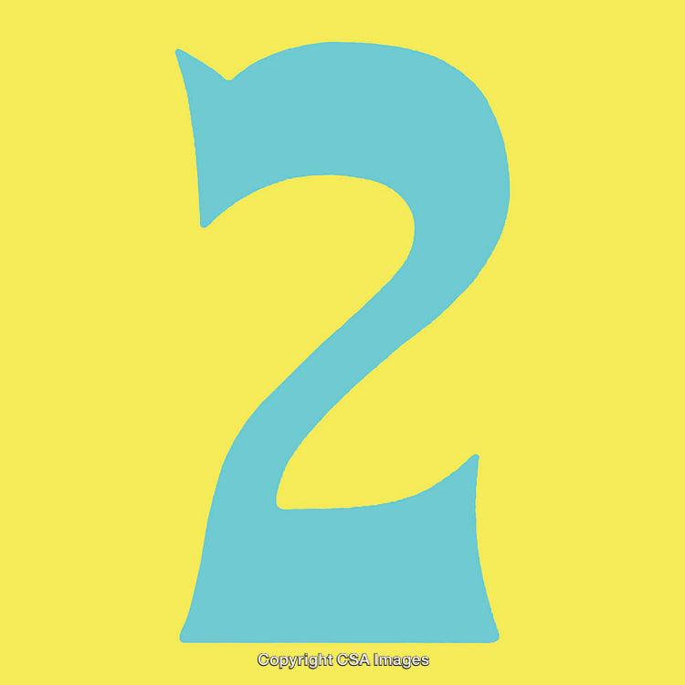 Blue Number Two on a Vibrant Yellow Background Minimalist Design