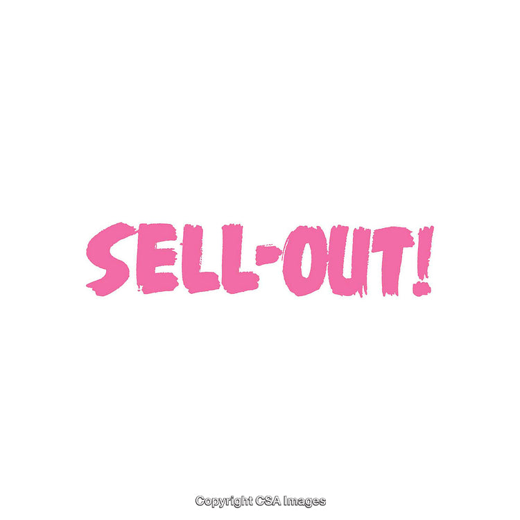 Pink Sell-Out Text Illustration Over a Simple White Background