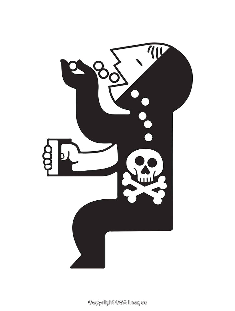 Black and White Line Art Depicting a Thought-Provoking Conceptual Illustration