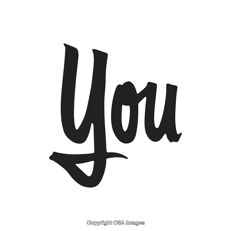 Stylized Black Script Font Text Saying 'You' on White Background