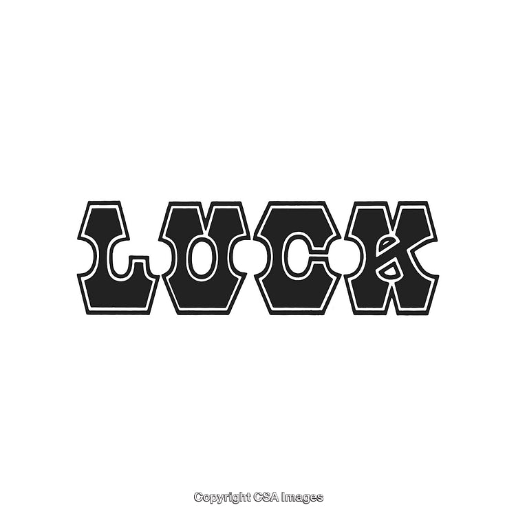 Black and White Typography Design Featuring the Word Luck in Bold Letters