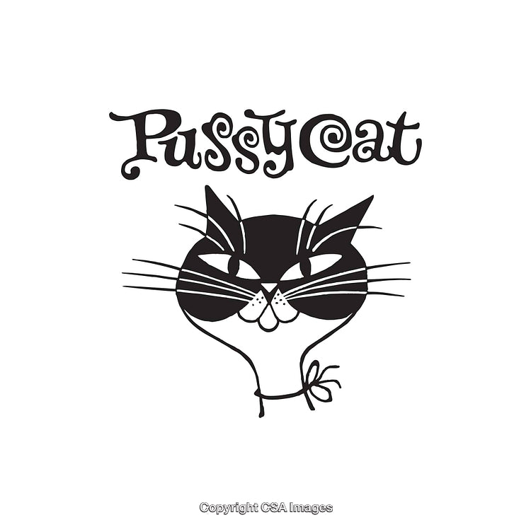 Black and White Cartoon Style Line Art Cat Illustration