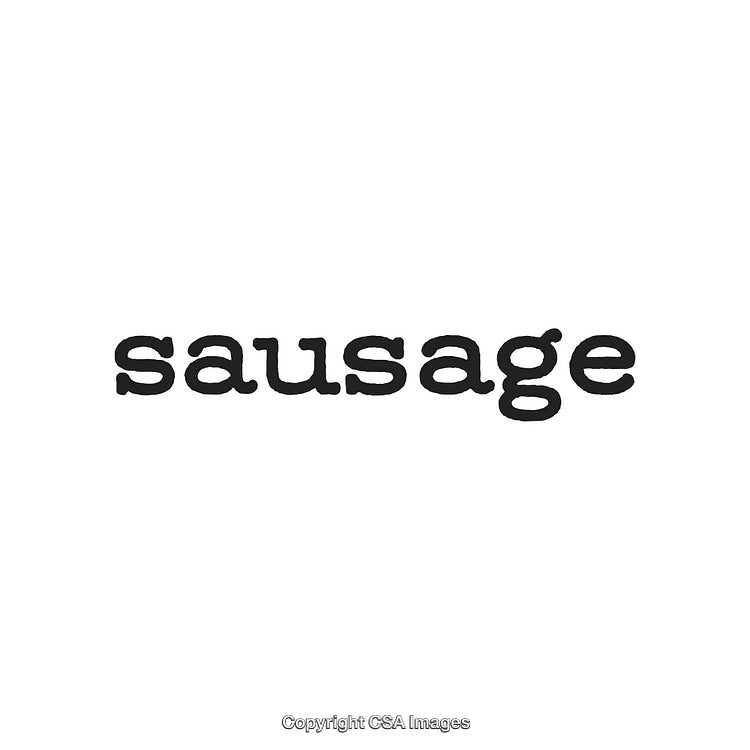 Bold Black Typography of the Word 'Sausage' on a Clean White Background