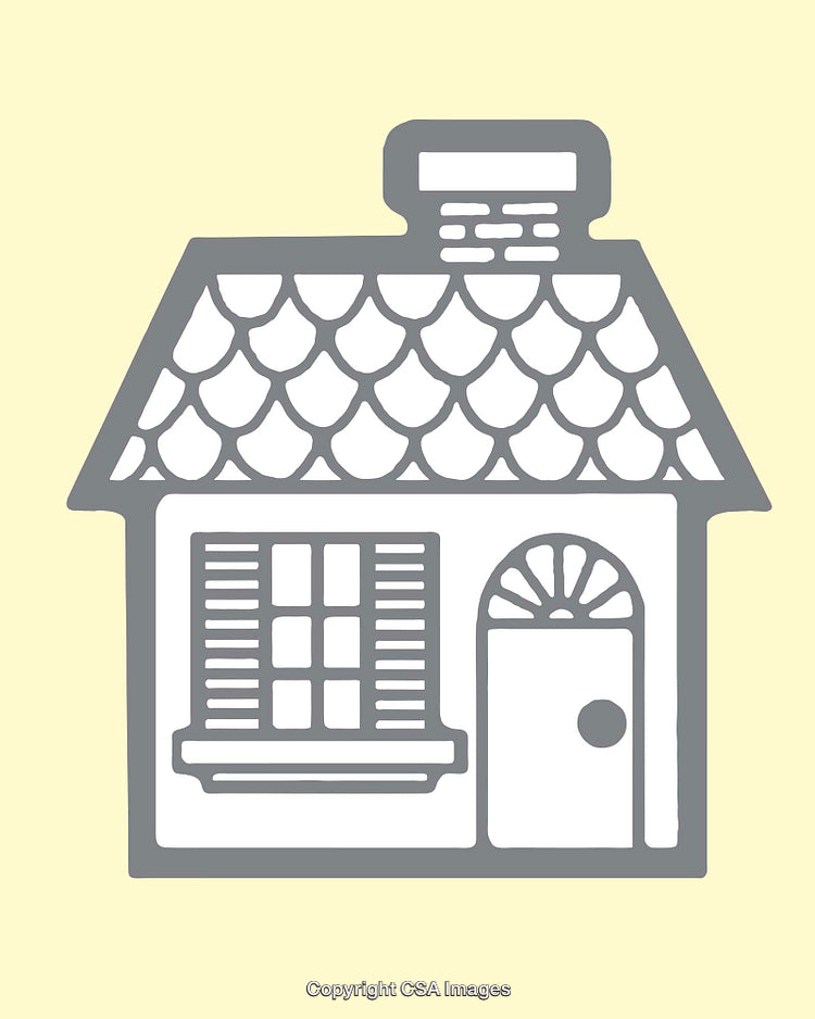 Minimalist Grey House Illustration with Charming Architectural Details