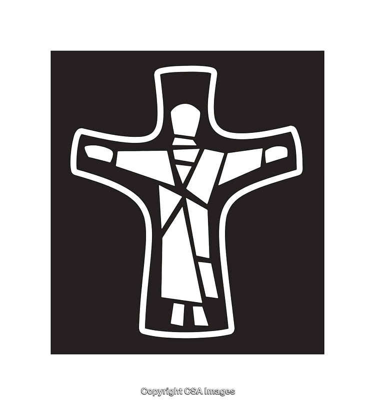 Minimalist Black and White Iconic Cross Representation