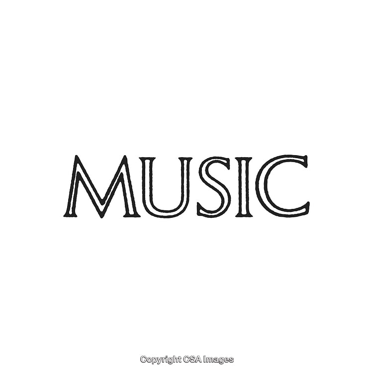 Stylized Black Typography Design Featuring the Word 'Music' in Elegant Font