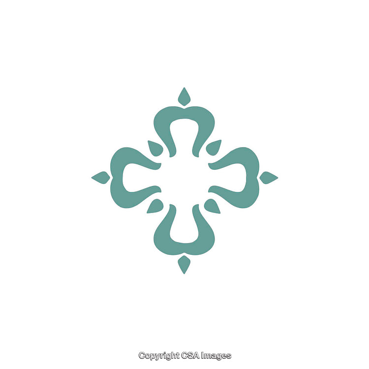 Minimalistic Teal Geometric Ornament on White Background