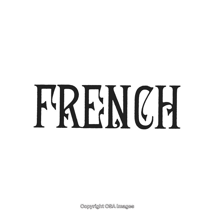 Elegant Black Typography of the Word French on White Background