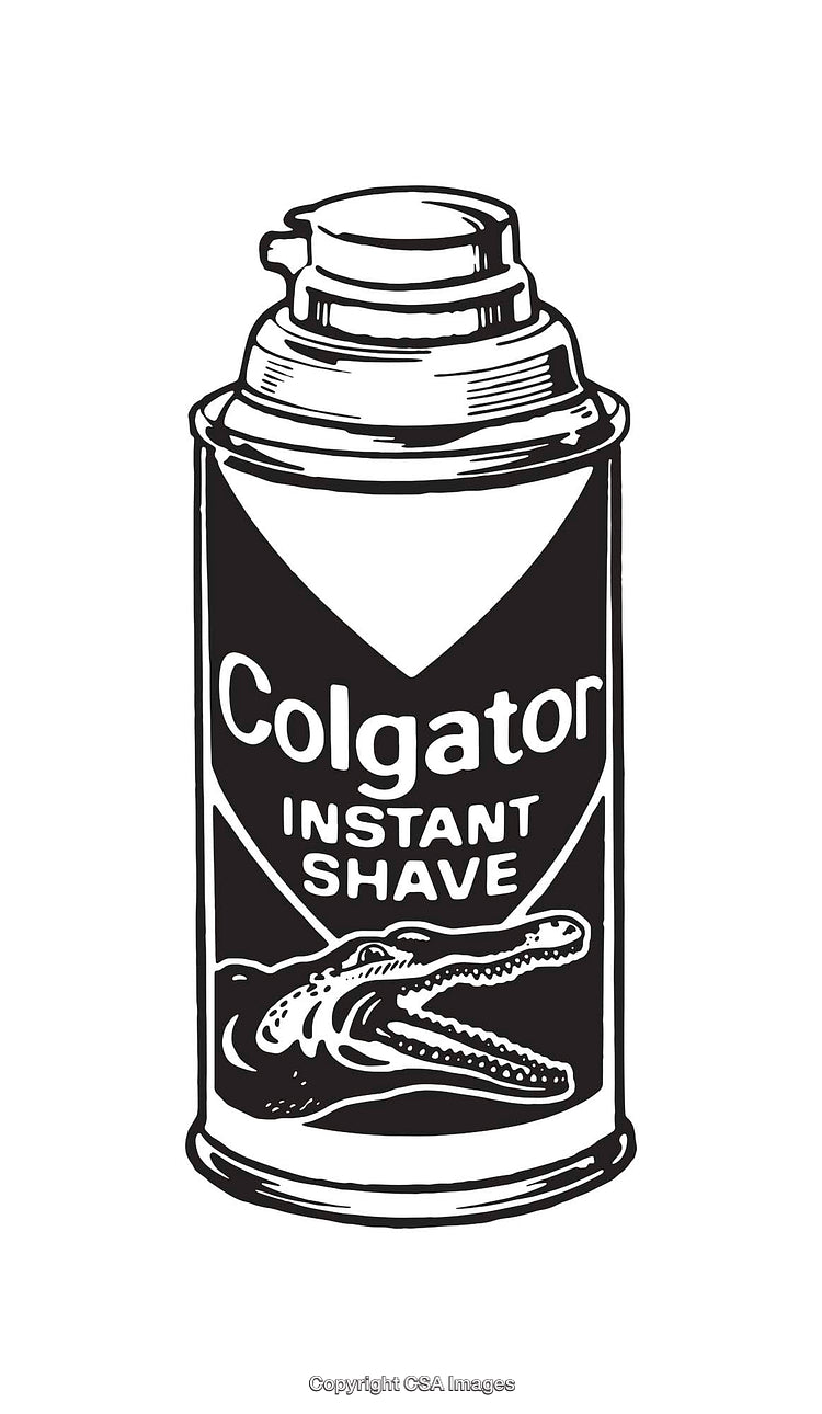 Black and White Line Art of Shaving Cream with Unique Text and Design