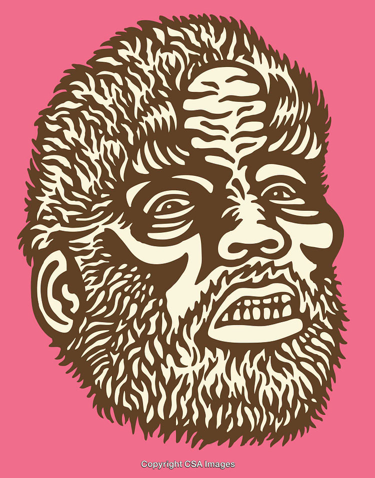 Abstract Colorful Line Art of a Stylized Bearded Face Drawing