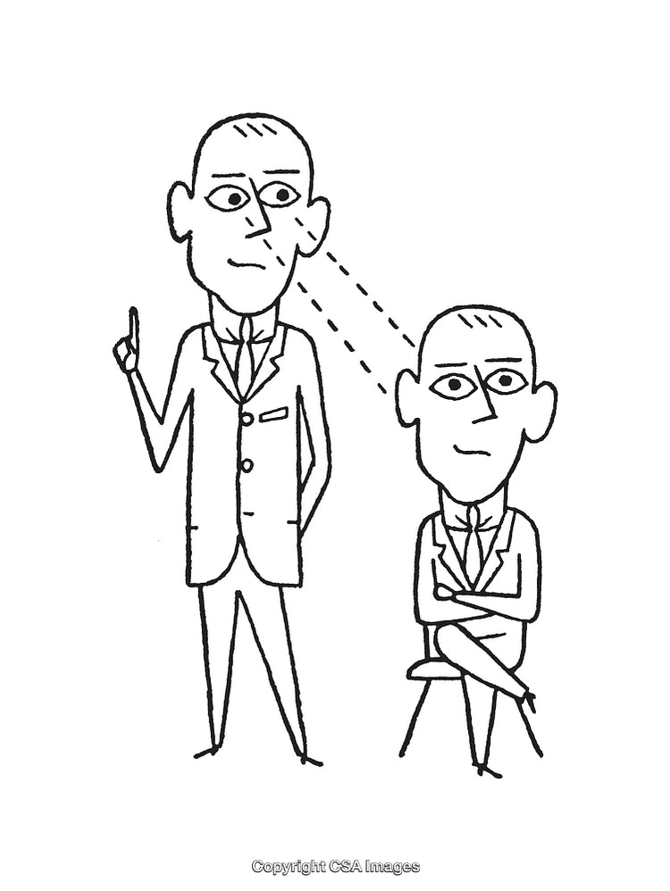 Line Art Illustration of Two Businessmen Engaged in a Discussion