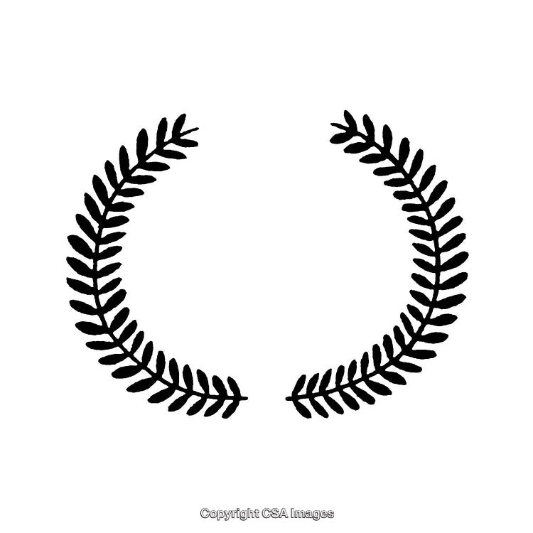 Black and White Hand-Drawn Laurel Wreath Frame Illustration