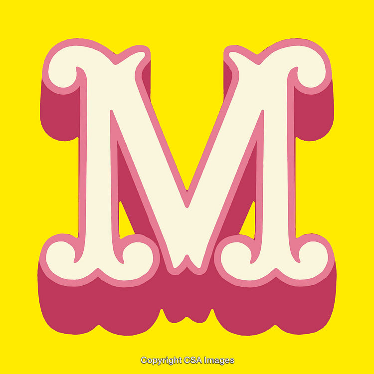 Colorful Letter M Illustration with Bright Yellow Background
