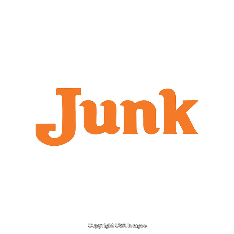 Orange Text Reading 'Junk' on a Clean White Background