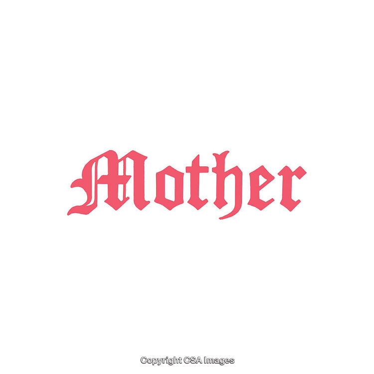 Elegant Gothic Typography Artwork Featuring the Word Mother in Pink Design