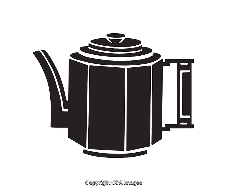 Black and White Line Art Illustration of a Stylish Coffee Pot