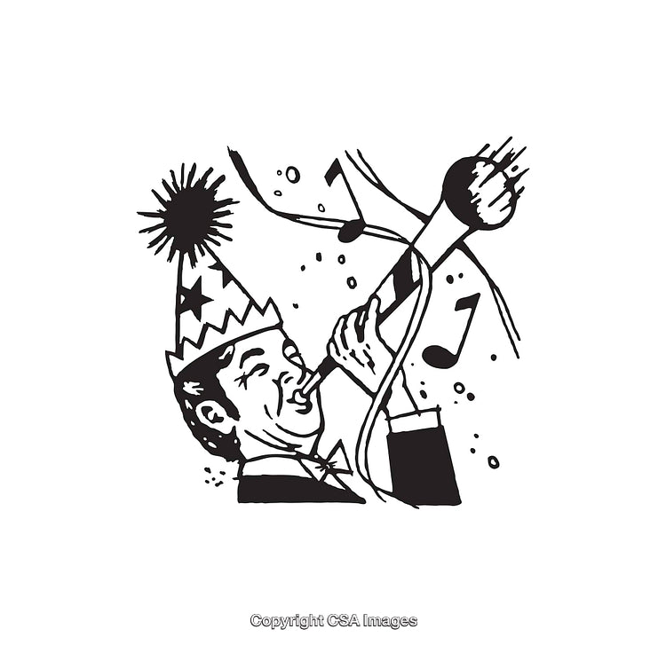 Black and White Line Art of a Party Celebration Scene
