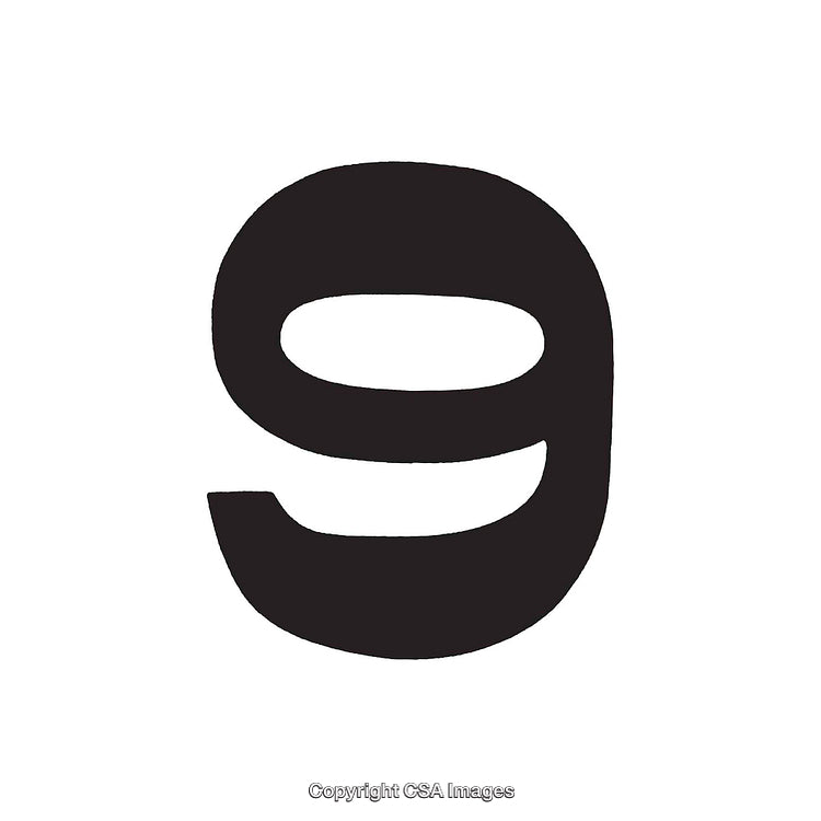 Black Single Digit 9 Isolated on White Background in Bold Design Style
