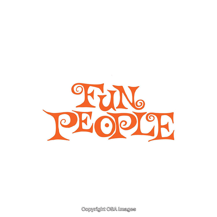 Creative Orange Text Design Featuring Fun People with Playful Font Style