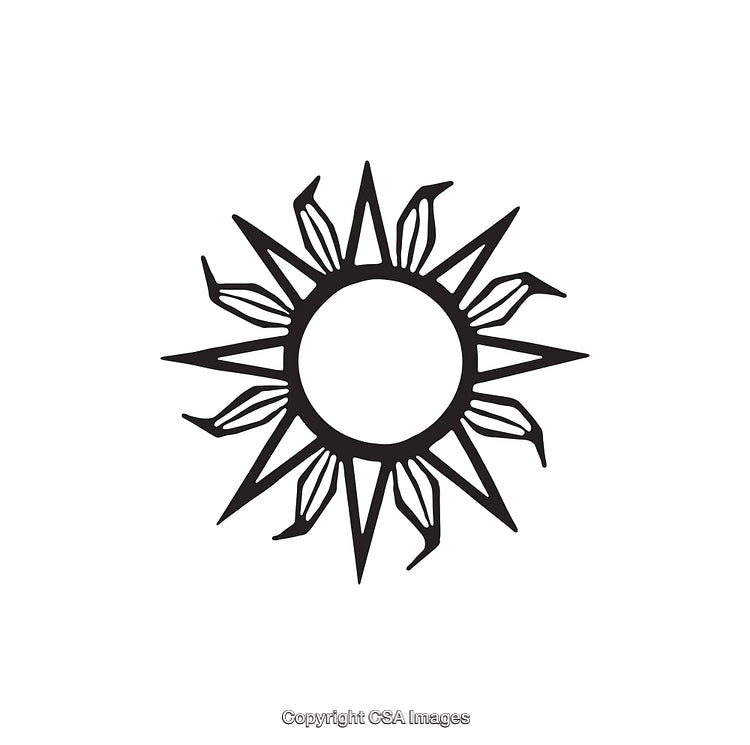 Black and White Stylized Sun Symbol in Minimalist Line Art Design