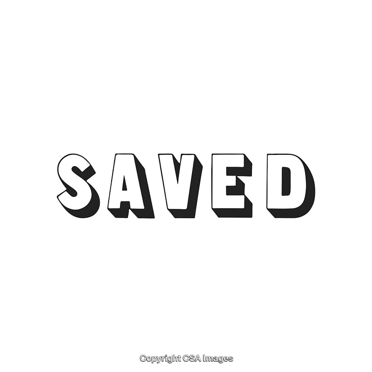 Bold Black and White Text Displaying the Word 'Saved' with a 3D Effect