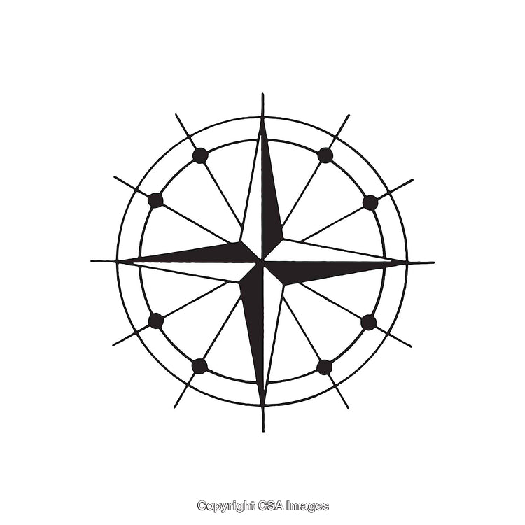 Minimalistic Black and White Compass Symbol with Geometric Design
