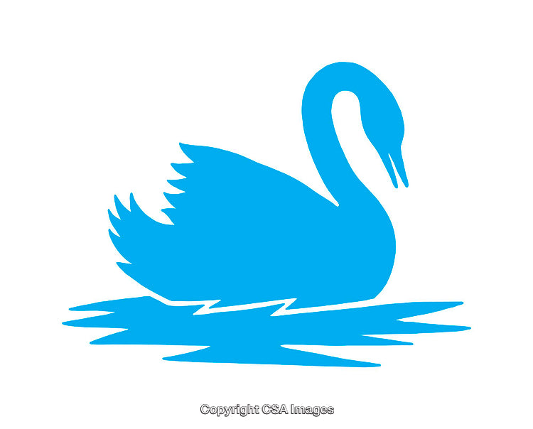 Blue Silhouette of a Swan on Calm Water