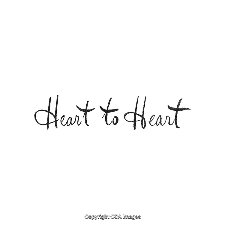 Elegant Script Text Saying 'Heart To Heart' on White Background