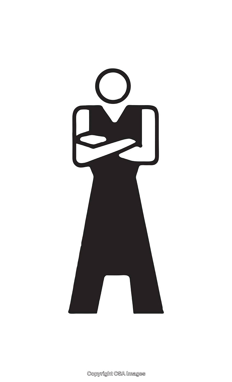Minimalist Black and White Abstract Figure Icon with Arms Crossed