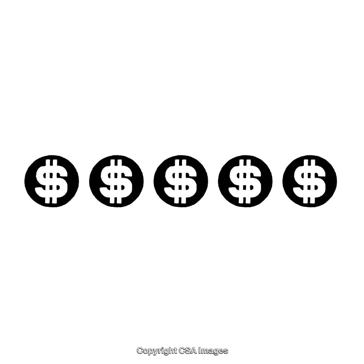 Row of Dollar Signs in Simple Monochrome Design with Bold Look