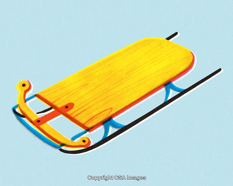 Brightly Colored Sled Illustration on Light Blue Background
