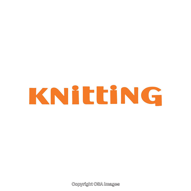 Bright Orange Typography with the Word 'Knitting' in Bold Style
