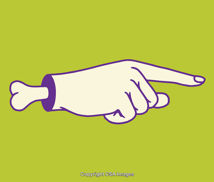Colorful Line Art Illustration of a Pointing Hand on Green Background