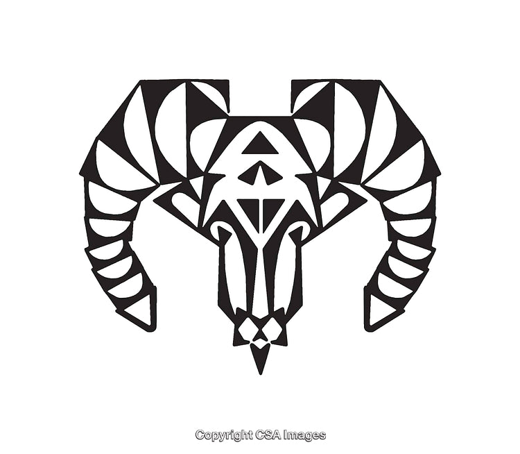 Geometric Design of a Ram's Head in Black and White