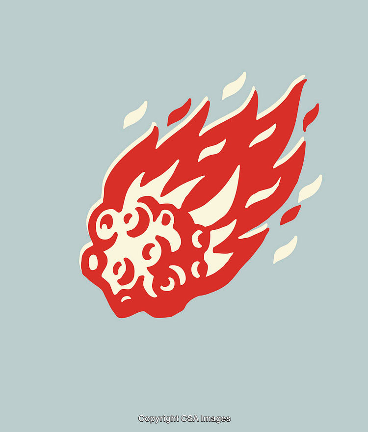 Vibrant Red Fireball Illustration in Motion with Fiery Trails