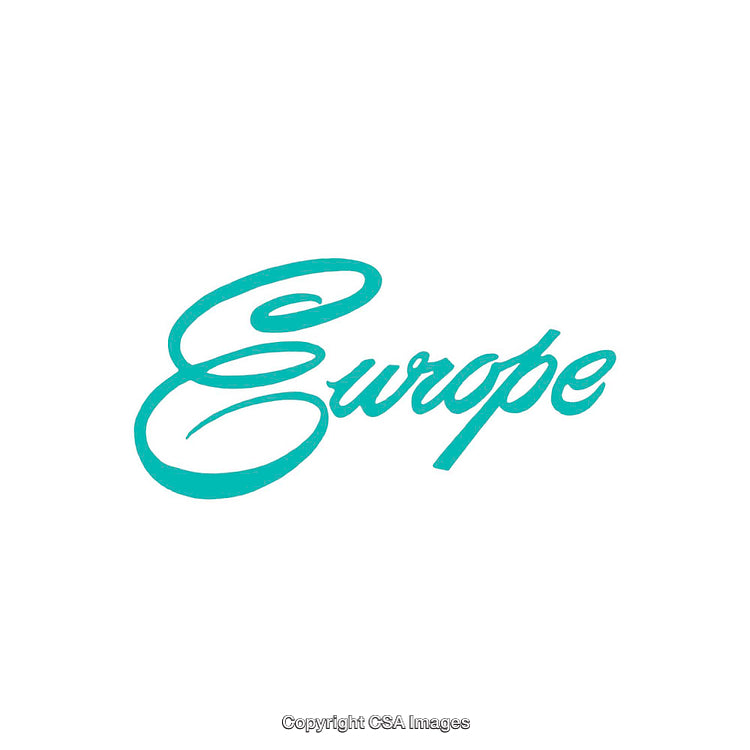 Elegant Teal Typography Display Featuring the Word "Europe" on a White Background