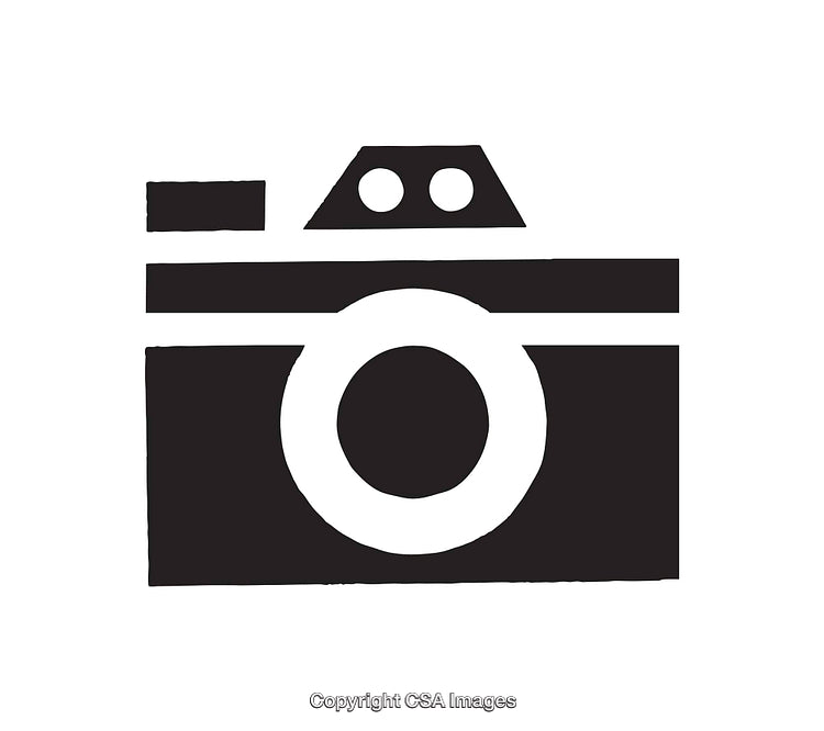 Black and White Icon Depicting a Simple Retro Camera Illustration