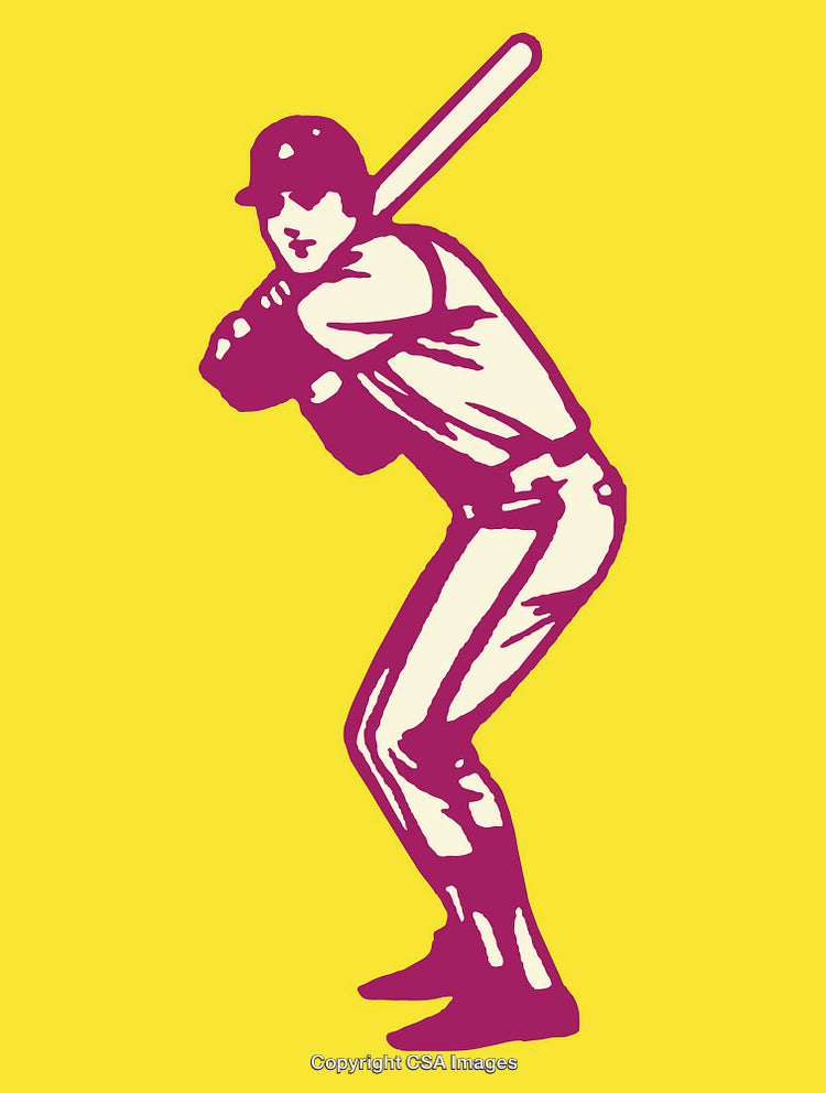 Color Line Art Illustration of a Baseball Player Swinging A Bat