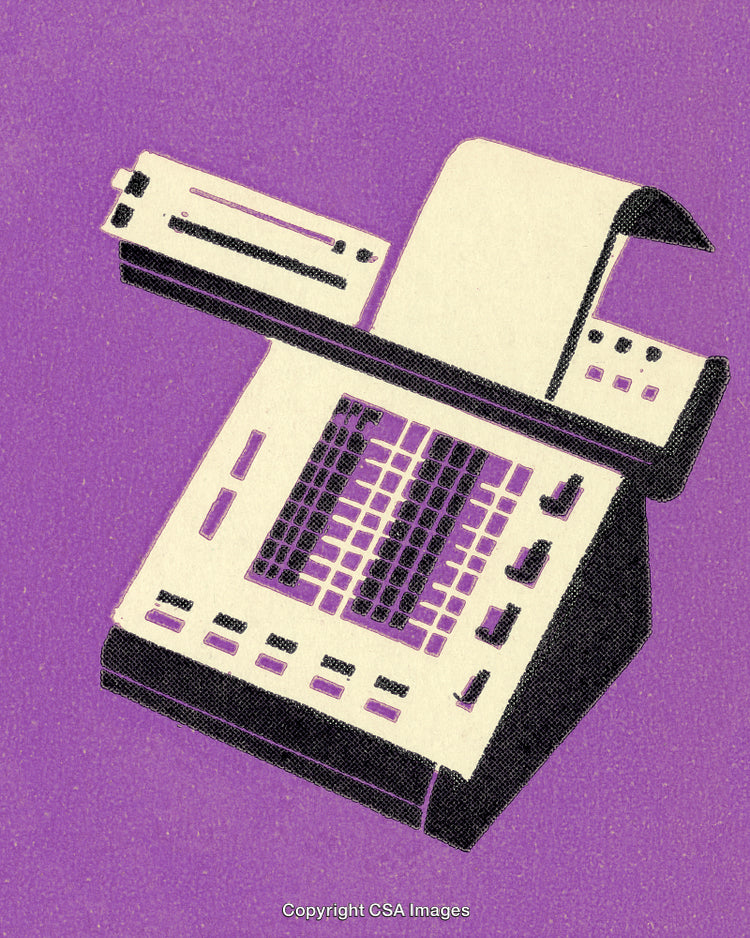 Retro Illustration of Analog Machine on Purple Background