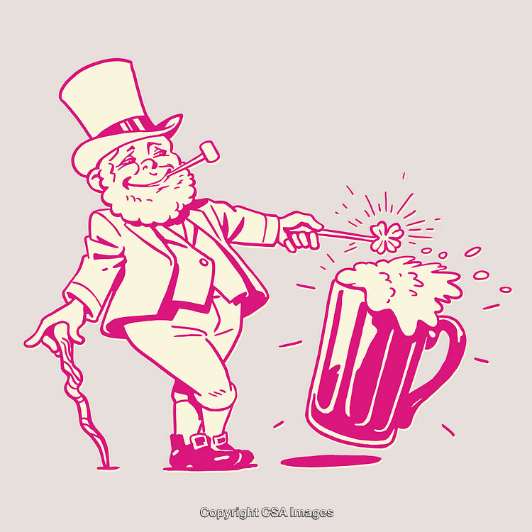Charming Line Art of a Leprechaun Cheering With a Mug of Beer