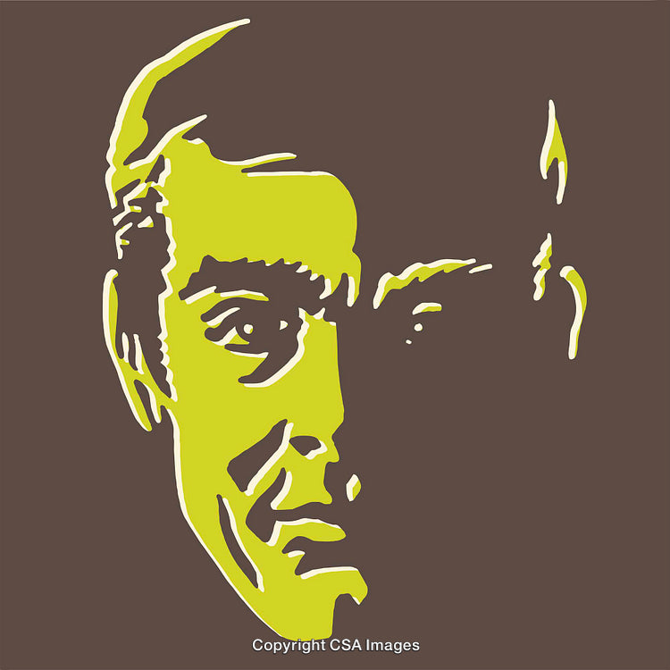 Artistic Yellow and Brown Line Art Portrait Illustration